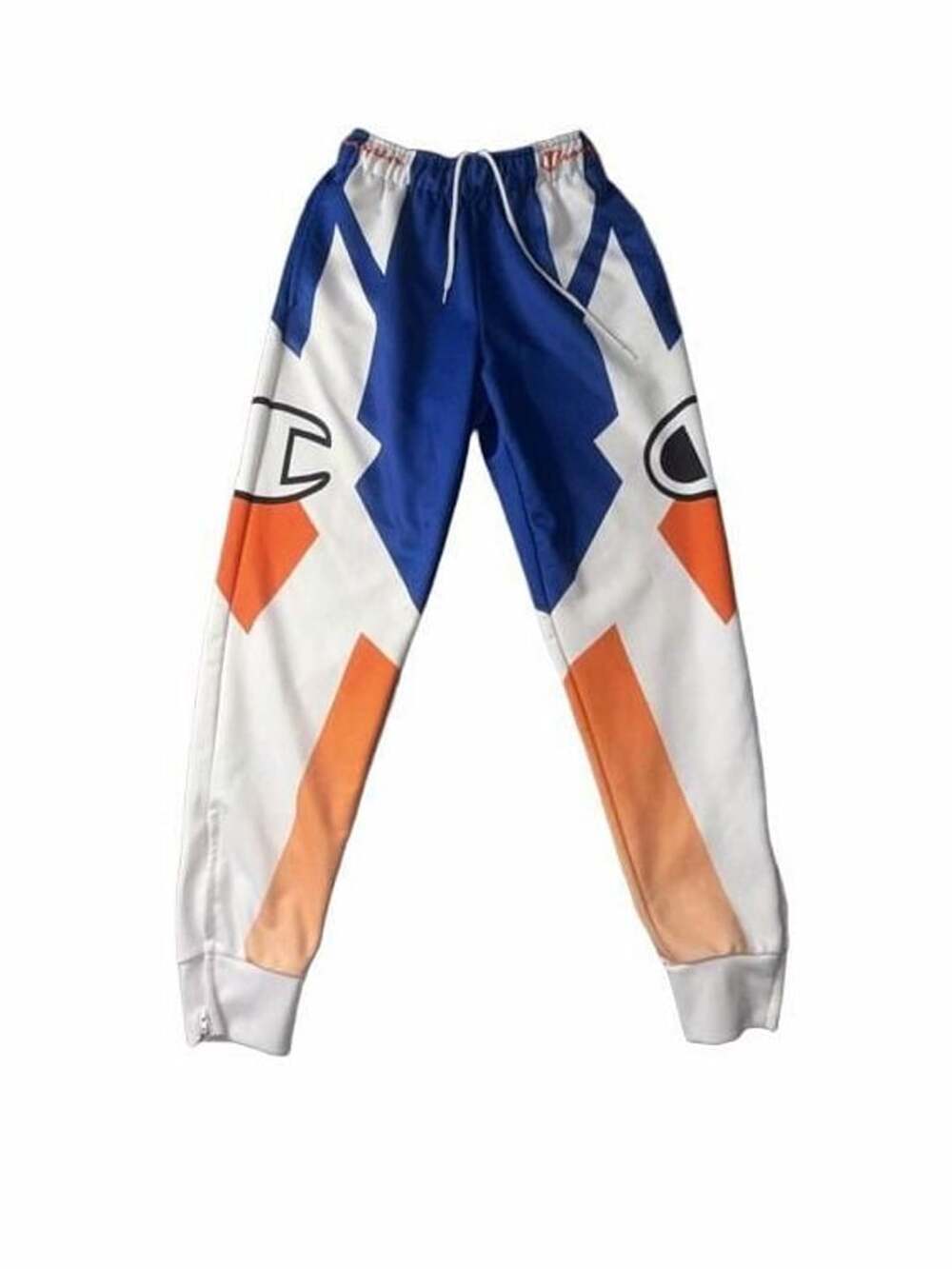 Champion Full Zip Tracksuit Pants Blue White Orange Size M